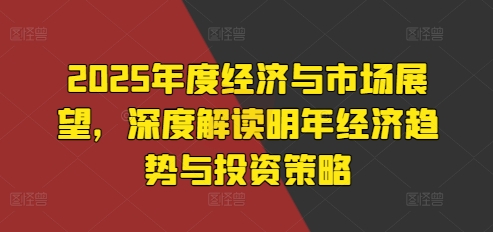 2025年度经济与市场展望，深度解读明年经济趋势与投资策略-灼光资源宝库
