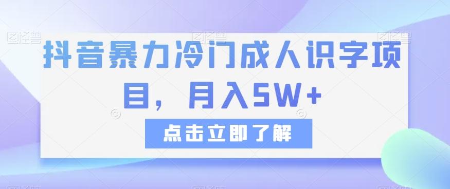 抖音暴力冷门成人识字项目，月入5W+【揭秘】-灼光资源宝库