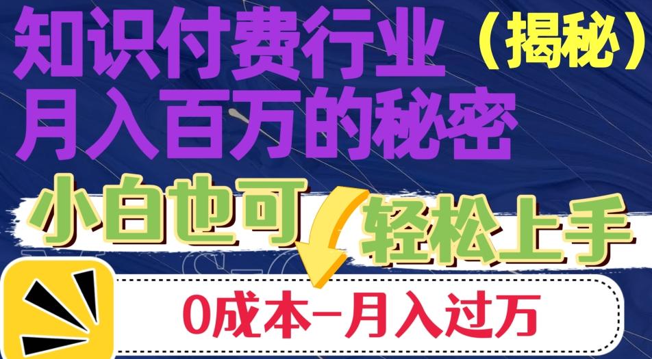 揭秘知识付费行业月入百万的秘密，小白也可轻松上手，月入过万-灼光资源宝库