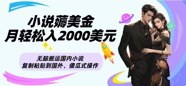 小说薅美金月轻松入2000美元项目、无脑搬运国内小说复制粘贴到国外、傻瓜式操作-灼光资源宝库