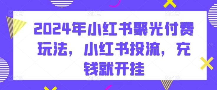 2024年小红书聚光付费玩法，小红书投流，充钱就开挂-灼光资源宝库