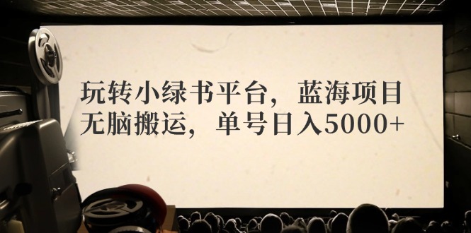 玩转小绿书平台，蓝海项目，无脑搬运，单号日入5000+-灼光资源宝库