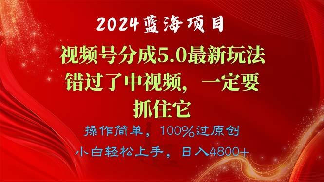 2024蓝海项目，视频号分成计划5.0最新玩法，错过了中视频，一定要抓住…-灼光资源宝库