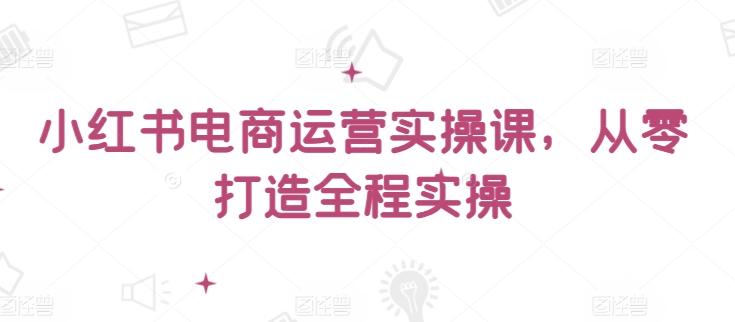 小红书电商运营实操课,从零打造全程实操