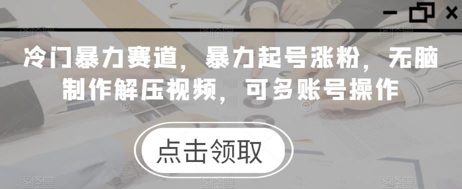 冷门暴力赛道，暴力起号涨粉，无脑制作解压视频，可多账号操作-灼光资源宝库