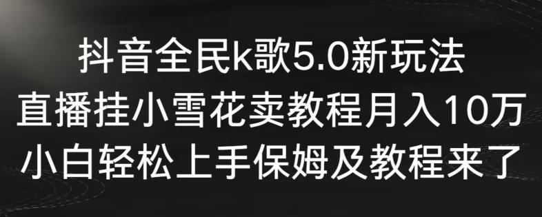 抖音全民k歌5.0新玩法，直播挂小雪花卖教程月入10万，小白轻松上手，保姆及教程来了【揭秘】-灼光资源宝库