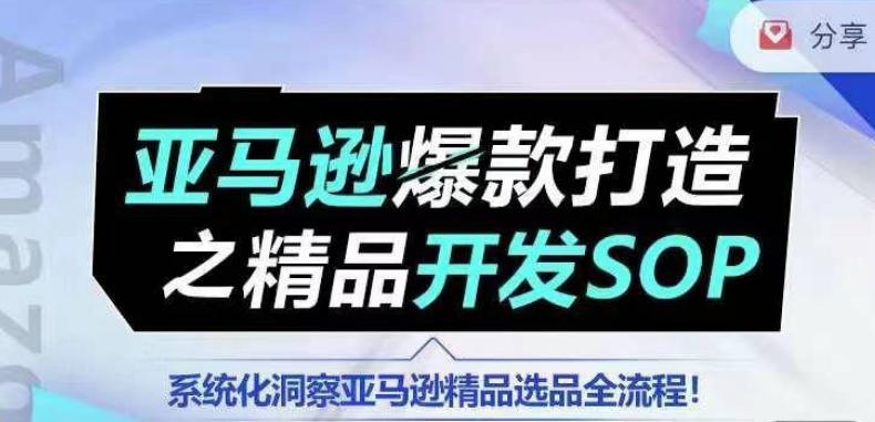 【训练营】亚马逊爆款打造之精品开发SOP，系统化洞察亚马逊精品选品全流程-灼光资源宝库