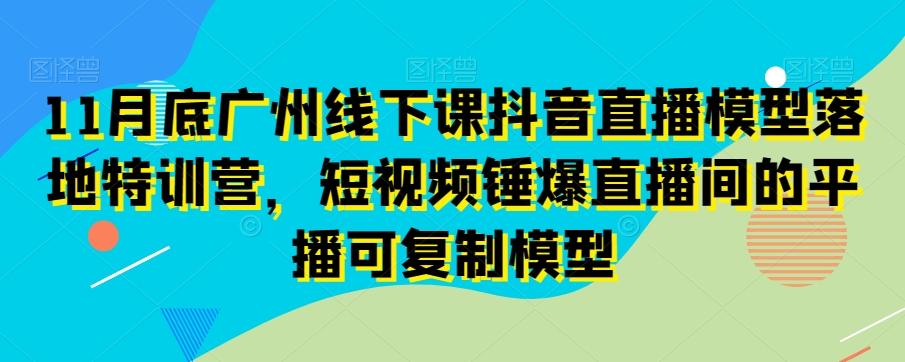 11月底广州线下课抖音直播模型落地特训营，短视频锤爆直播间的平播可复制模型-灼光资源宝库