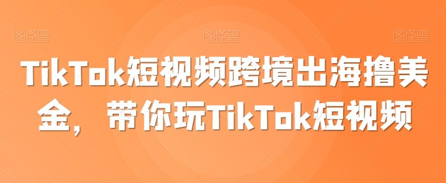 TikTok短视频跨境出海撸美金，带你玩TikTok短视频-灼光资源宝库