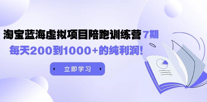 (9541期)黄岛主《淘宝蓝海虚拟项目陪跑训练营7期》每天200到1000+的纯利润-灼光资源宝库