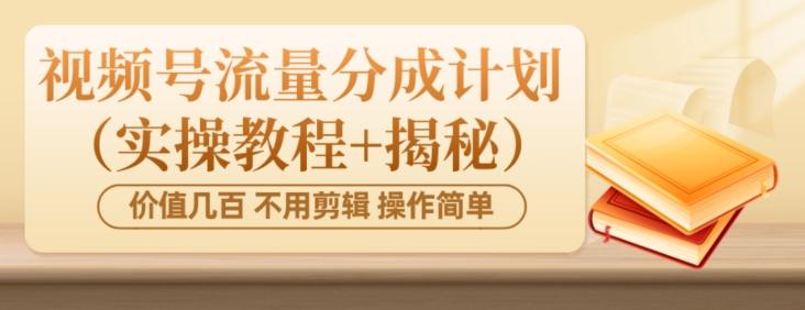 价值几百上千不用剪辑简单操作视频号流量分成计划（实操教程+揭秘）-灼光资源宝库