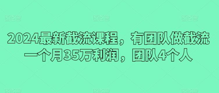 2024最新截流课程，有团队做截流一个月35万利润，团队4个人-灼光资源宝库