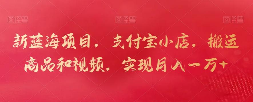 新蓝海项目，支付宝小店，搬运商品和视频，实现月入一万+【揭秘】-灼光资源宝库
