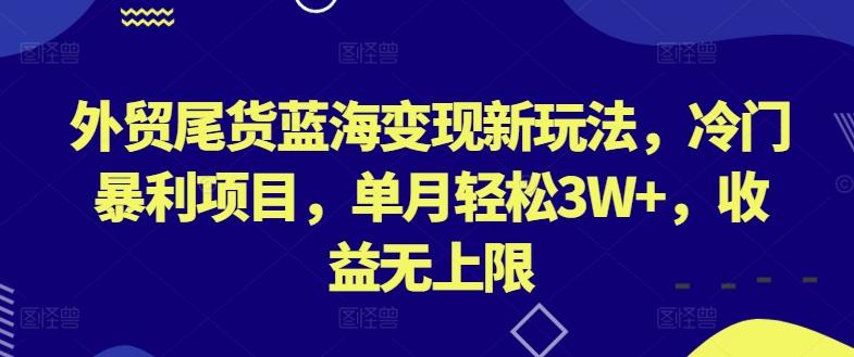 外贸尾货蓝海变现新玩法，冷门暴利项目，单月轻松3W+，收益无上限【揭秘】-灼光资源宝库