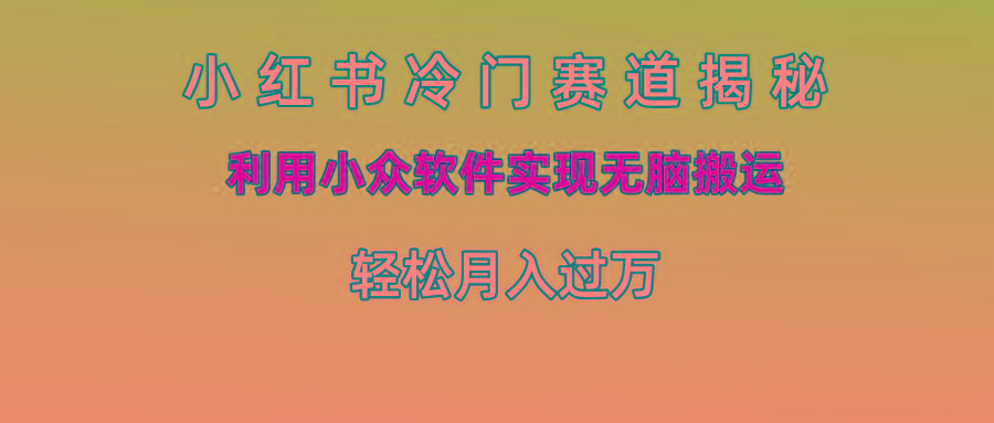 小红书冷门赛道揭秘,利用小众软件实现无脑搬运，轻松月入过万-灼光资源宝库