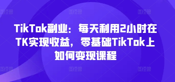 TikTok副业：每天利用2小时在TK实现收益，零基础TikTok上如何变现课程-资源宝库
