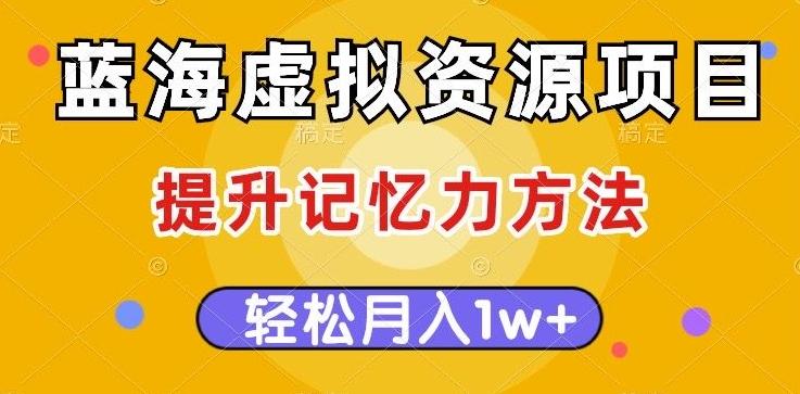 蓝海虚拟资源项目，提升记忆力方法，多种变现方式，轻松月入1w+【揭秘】-蘑菇资源宝库