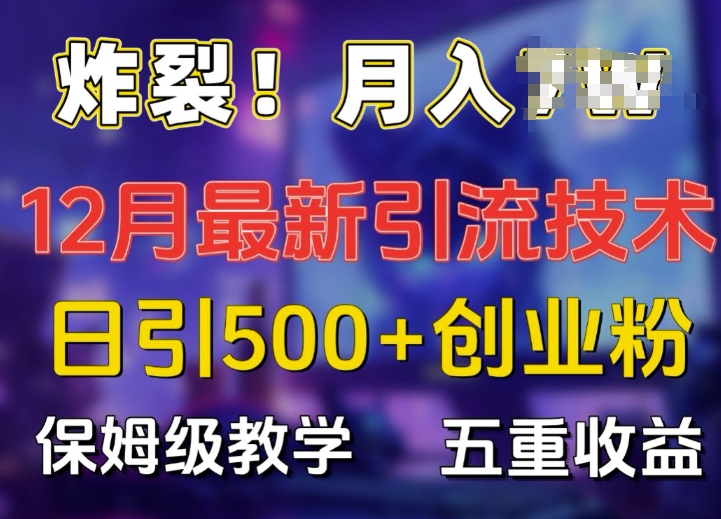 炸裂!揭秘12月最新日引流500+精准创业粉，多重收益保姆级教学-灼光资源宝库