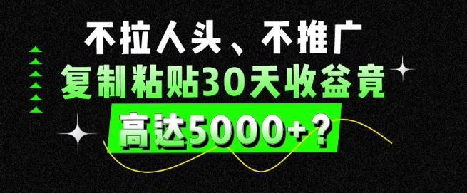 不拉人头、不推广，复制粘贴30天收益竟高达5000+？-灼光资源宝库