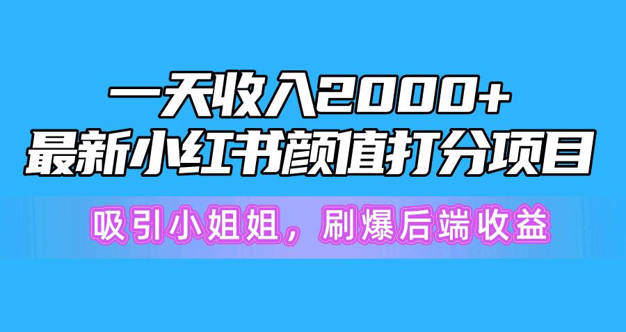 一天收入2000+，最新小红书颜值打分项目，吸引小姐姐，刷爆后端收益-灼光资源宝库