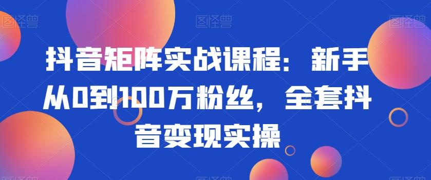 抖音矩阵实战课程：新手从0到100万粉丝，全套抖音变现实操-灼光资源宝库