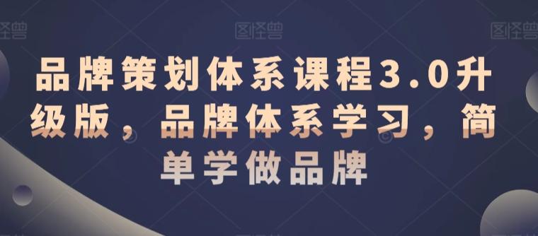 品牌策划体系课程3.0升级版，品牌体系学习，简单学做品牌-灼光资源宝库