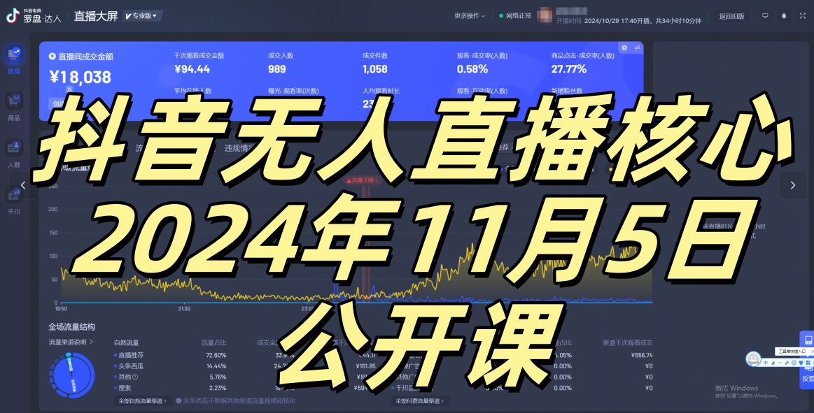 抖音无人直播核心公开课，咸鱼翻身小白可做带有睡后收入月入过万太简单【揭秘】-灼光资源宝库
