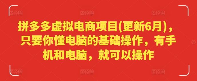 拼多多虚拟电商项目(更新6月)，只要你懂电脑的基础操作，有手机和电脑，就可以操作-灼光资源宝库