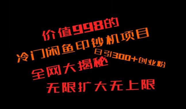 闲鱼流量印钞机项目大揭秘，日引300+创业粉，保姆级实操教程-灼光资源宝库