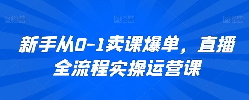 新手从0-1卖课爆单，直播全流程实操运营课-灼光资源宝库
