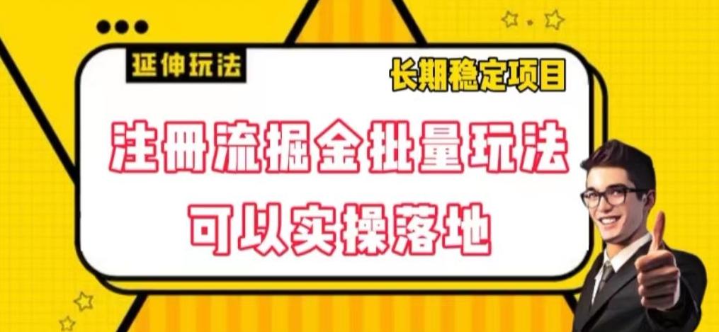 注册流掘金批量玩法，可以实操落地【揭秘】-灼光资源宝库