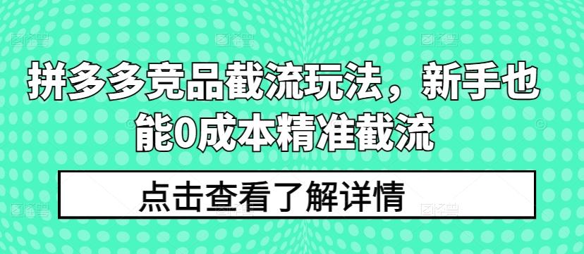 拼多多竞品截流玩法，新手也能0成本精准截流-灼光资源宝库