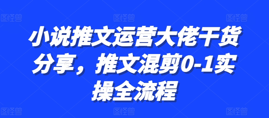 小说推文运营大佬干货分享，推文混剪0-1实操全流程-灼光资源宝库