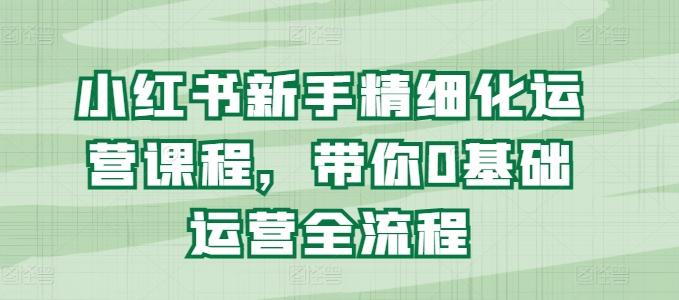 小红书新手精细化运营课程，带你0基础运营全流程-灼光资源宝库