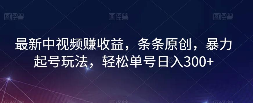 最新中视频赚收益，条条原创，暴力起号玩法，轻松单号日入300+【揭秘】-灼光资源宝库