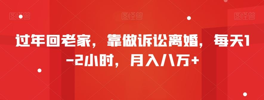 过年回老家，靠做诉讼离婚，每天1-2小时，月入八万+-灼光资源宝库