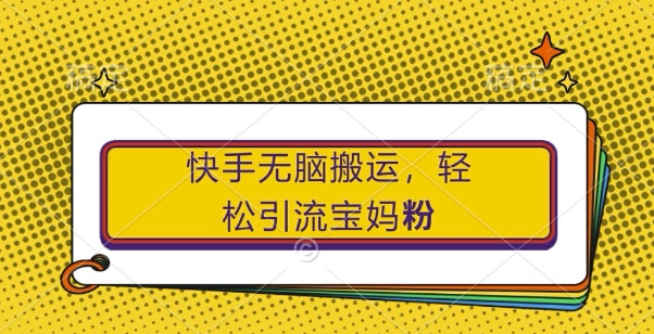 快手无脑搬运，轻松引流宝妈粉，纯小白轻松上手【揭秘】-灼光资源宝库