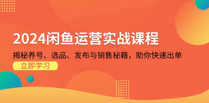 2024闲鱼运营实战课程：揭秘养号、选品、发布与销售秘籍，助你快速出单-灼光资源宝库