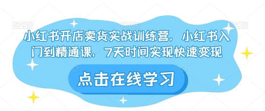 小红书开店卖货实战训练营，小红书入门到精通课，7天时间实现快速变现-灼光资源宝库