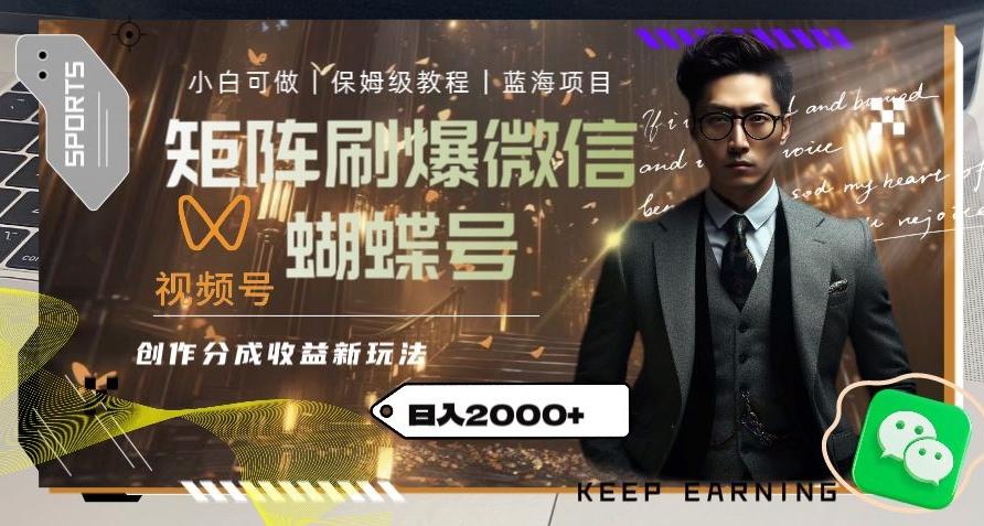 矩阵刷爆微信蝴蝶号创作者分成计划收益的新玩法，日入2000+【揭秘】-灼光资源宝库