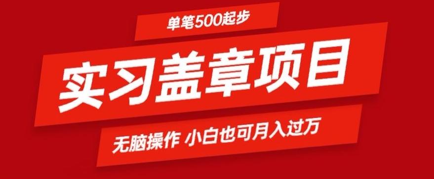 实习代盖章项目一单500起普通人可落地项目小白也可轻易上手-灼光资源宝库