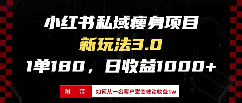 小红书瘦身项目3.0模式，新手小白日赚收益1000+(附从一名客户裂变收益…-灼光资源宝库