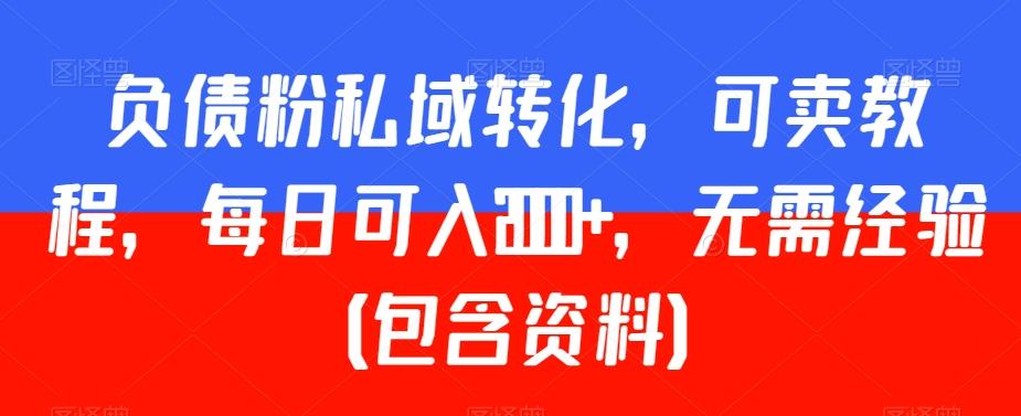 负债粉私域转化，可卖教程，每日可入2000+，无需经验（包含资料）【揭秘】-灼光资源宝库