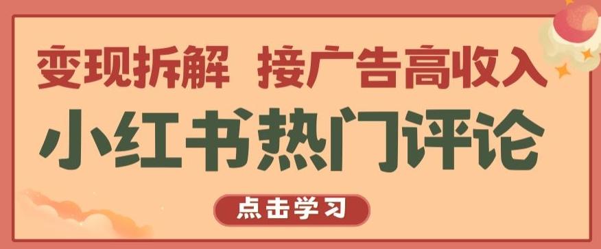 小红书热门评论，变现拆解，接广告高收入【揭秘 】-蘑菇资源宝库