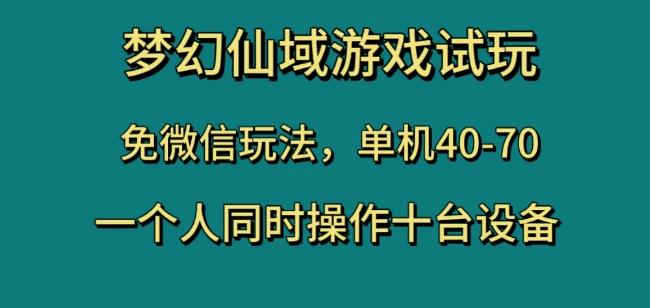 梦幻仙域游戏试玩，免微信玩法，单机40-70，一个人同时操作十台设备【揭秘】-灼光资源宝库
