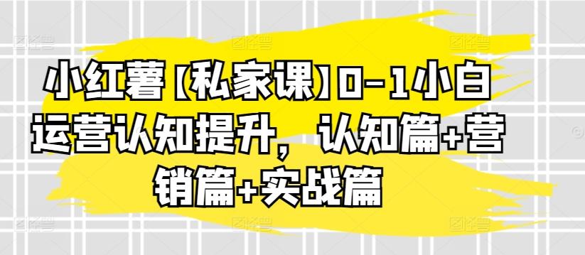 小红薯【私家课】0-1小白运营认知提升，认知篇+营销篇+实战篇-灼光资源宝库