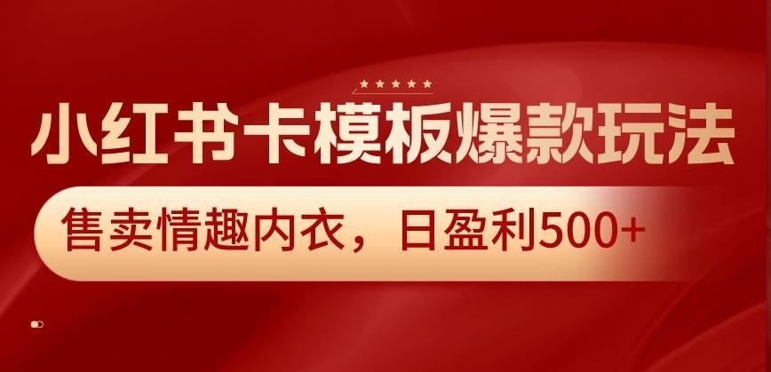 小红书卡模板爆款玩法，售卖情趣内衣，日盈利500+【揭秘】-灼光资源宝库