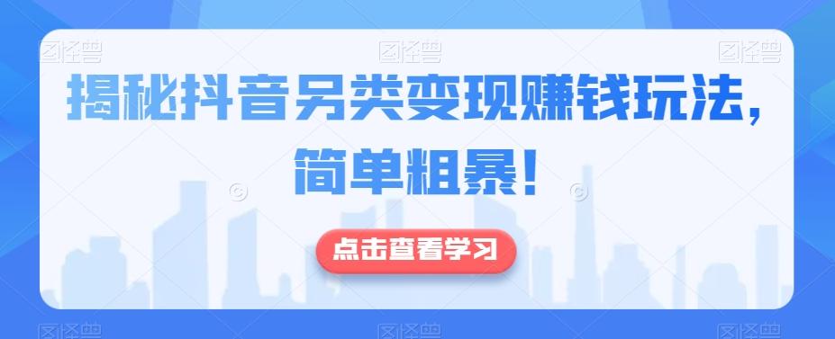 揭秘抖音另类变现赚钱玩法，简单粗暴！-灼光资源宝库