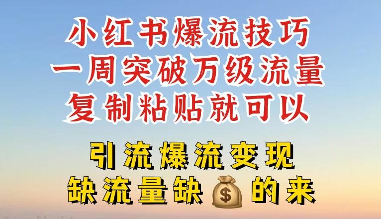 小红书爆流技巧，一周突破万级流量，复制粘贴就可以，引流爆流变现【揭秘】-资源宝库