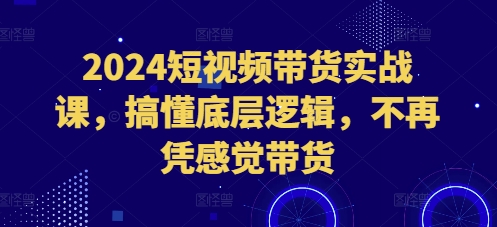 2024短视频带货实战课，搞懂底层逻辑，不再凭感觉带货-灼光资源宝库